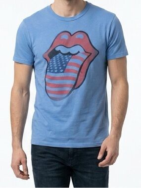 THE ROLLING STONES | Blue American Flag Themed Tee NEW Women’s Size Small